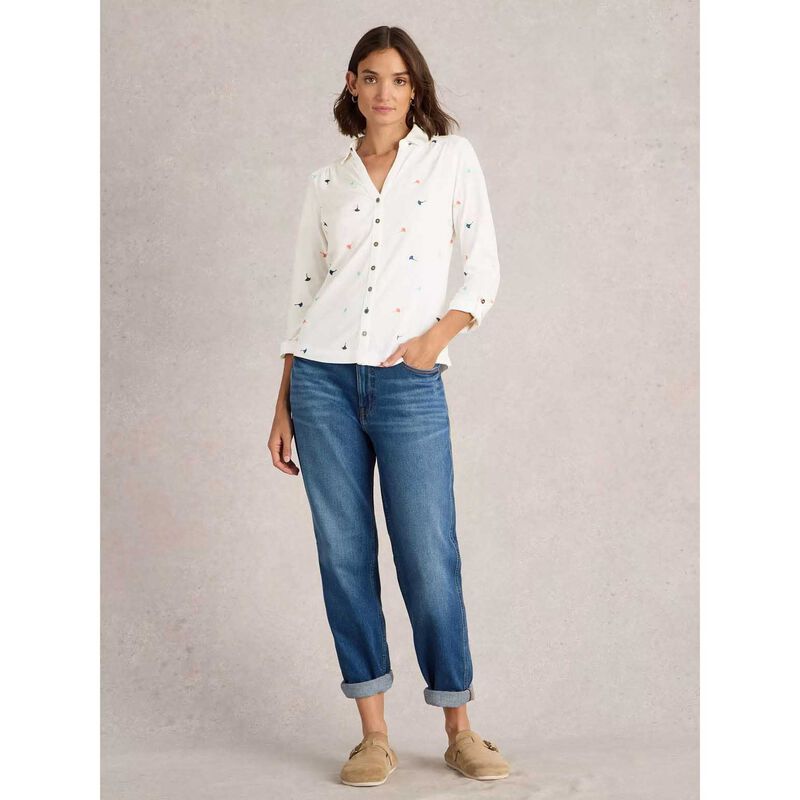 White Stuff Annie Embroidered Jersey Shirt image number 3